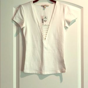 NWT Express One Eleven White V neck Fitted Tee XS